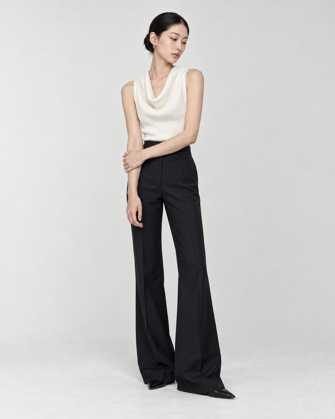Cream Knit, silk pants