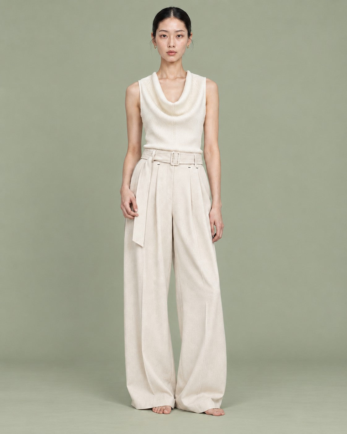 Cream Knit, sage