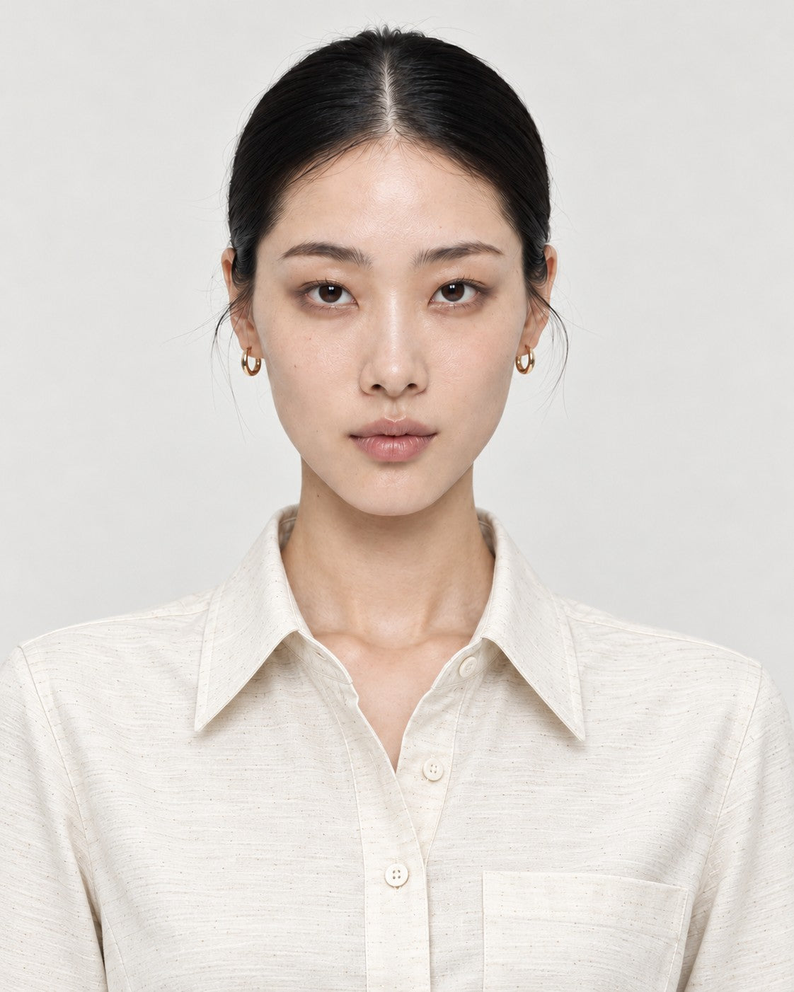 Cream Shirt, close-up
